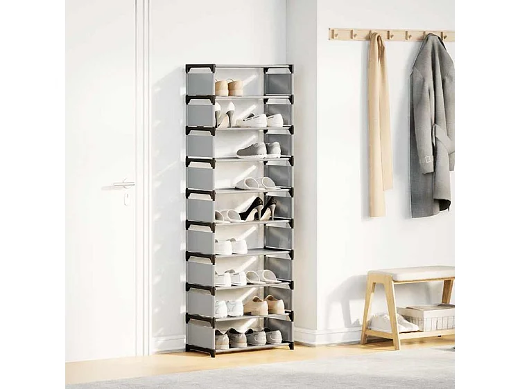 Étagère à chaussures 10 niveaux 54x28x158 tissu non-tissé