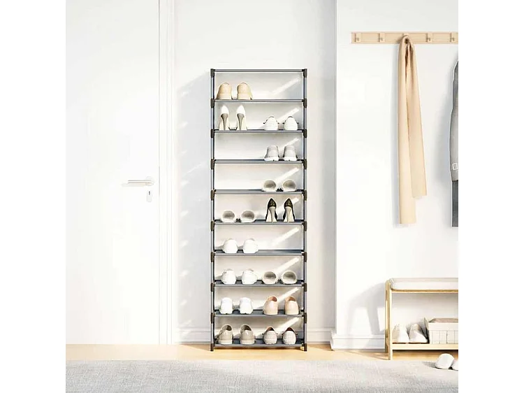 Étagère à chaussures 10 niveaux 54x28x158 tissu non-tissé