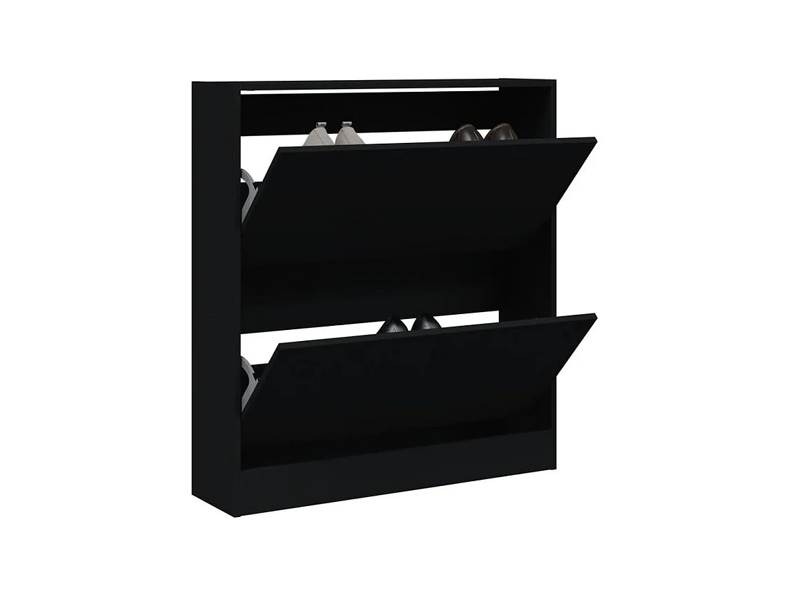 Armoire à chaussures noir 80x21x87,5 bois d'ingénierie