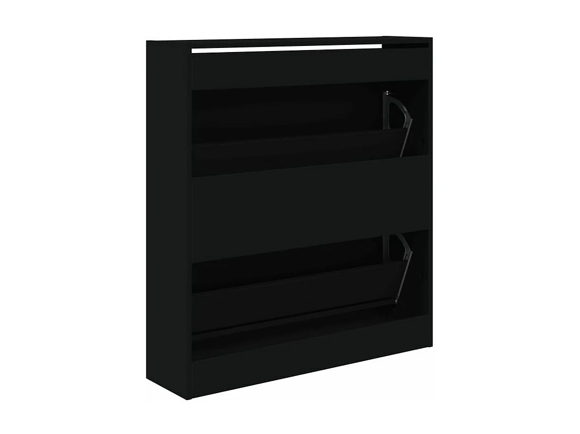 Armoire à chaussures noir 80x21x87,5 bois d'ingénierie
