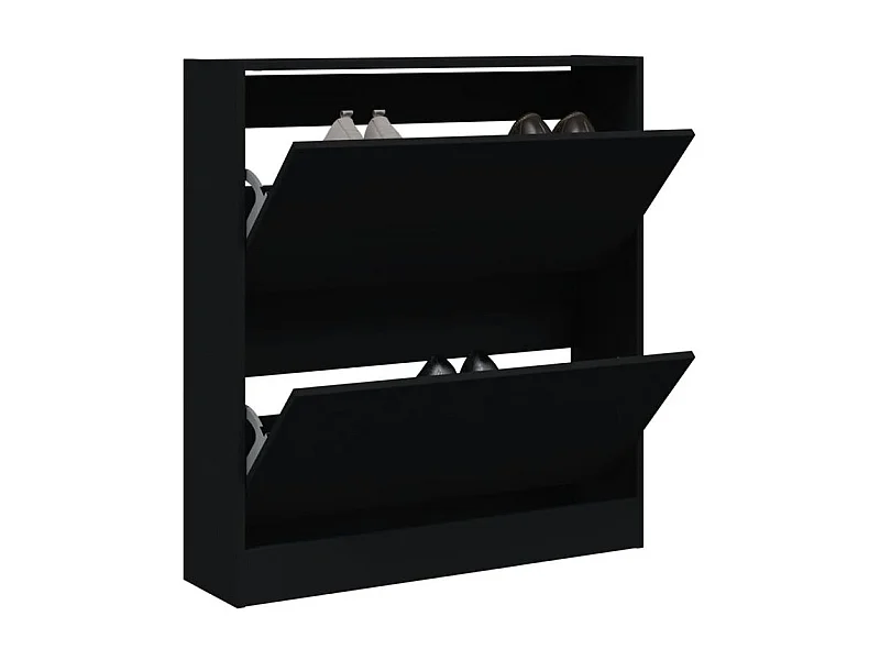 Armoire à chaussures noir 80x21x87,5 bois d'ingénierie