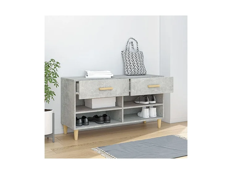 Armoire à chaussures Gris béton 102x35x55 Bois d'ingénierie