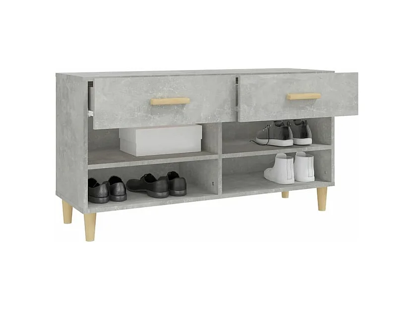 Armoire à chaussures Gris béton 102x35x55 Bois d'ingénierie