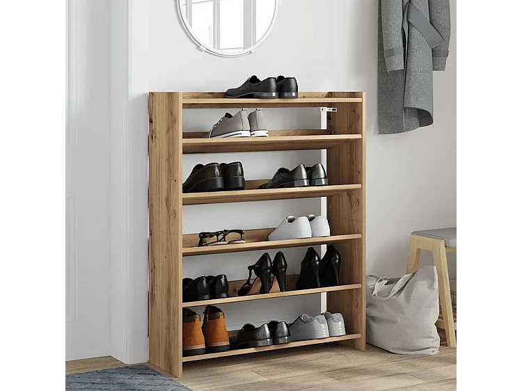 Étagère à chaussures chêne artisanal bois d'ingénierie