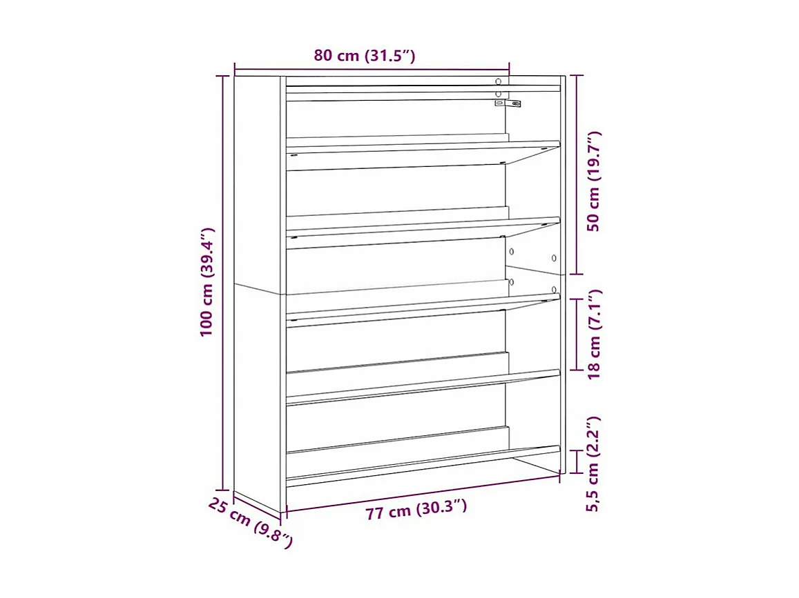 Étagère à chaussures chêne artisanal bois d'ingénierie