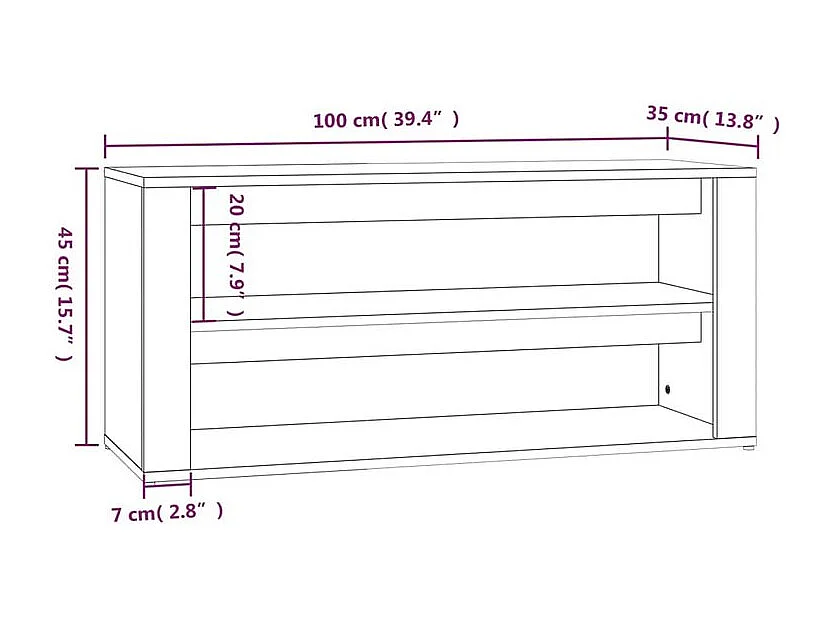 Étagère à chaussures Chêne sonoma 100x35x45 Bois d'ingénierie