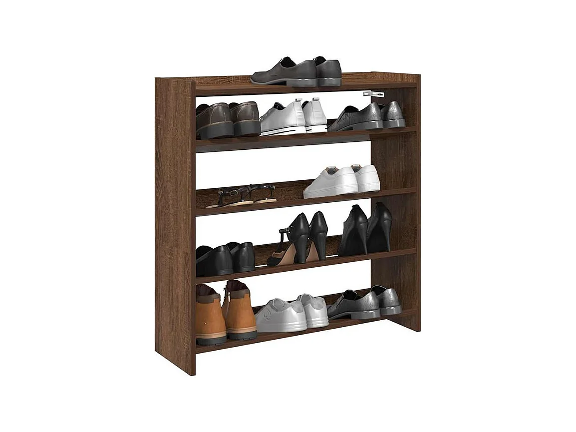 Étagère à chaussures en bois Manda L 80 x H 81cm - Rangement 5 niveaux-Couleur Noyer