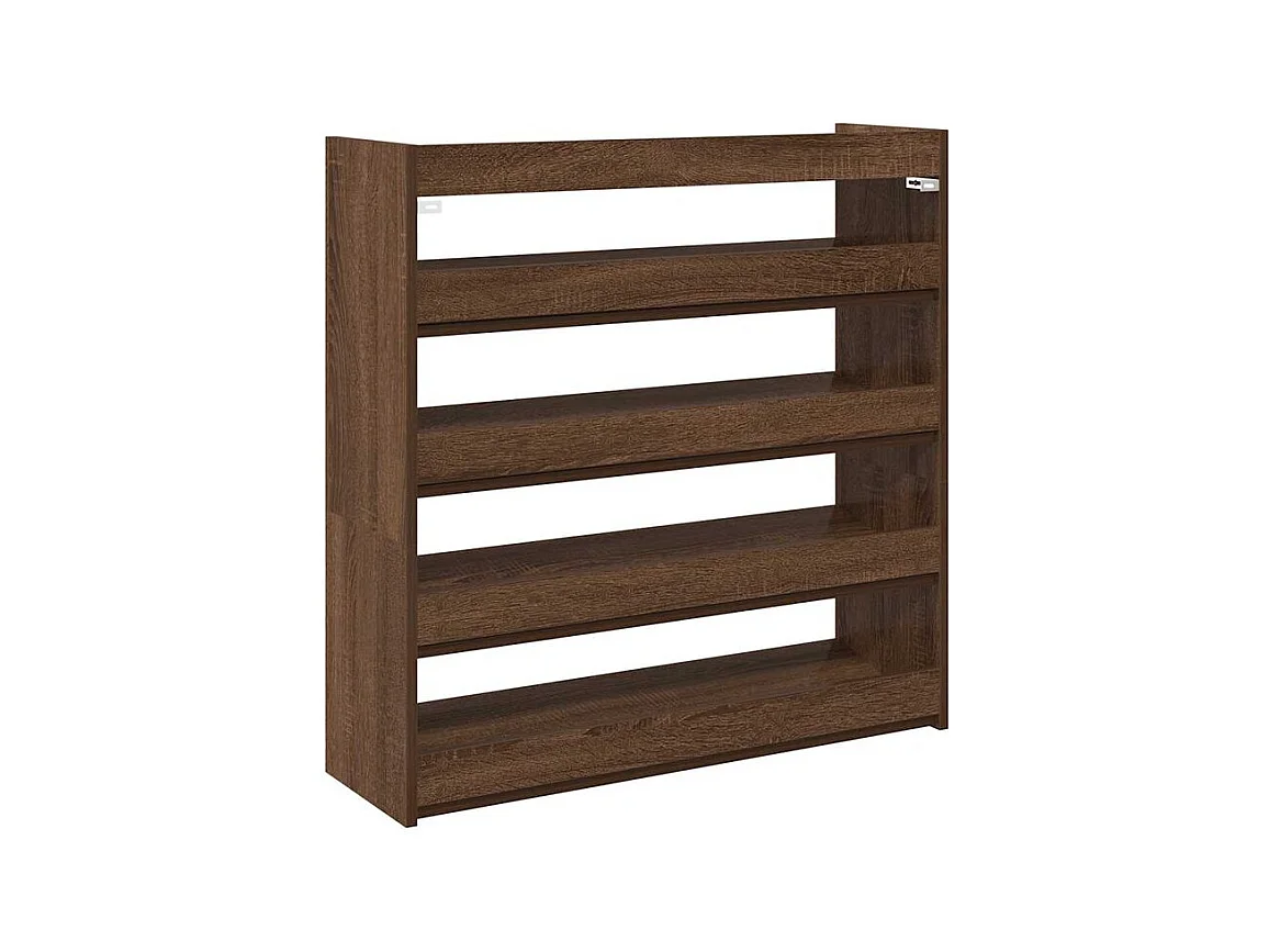 Étagère à chaussures en bois Manda L 80 x H 81cm - Rangement 5 niveaux-Couleur Noyer