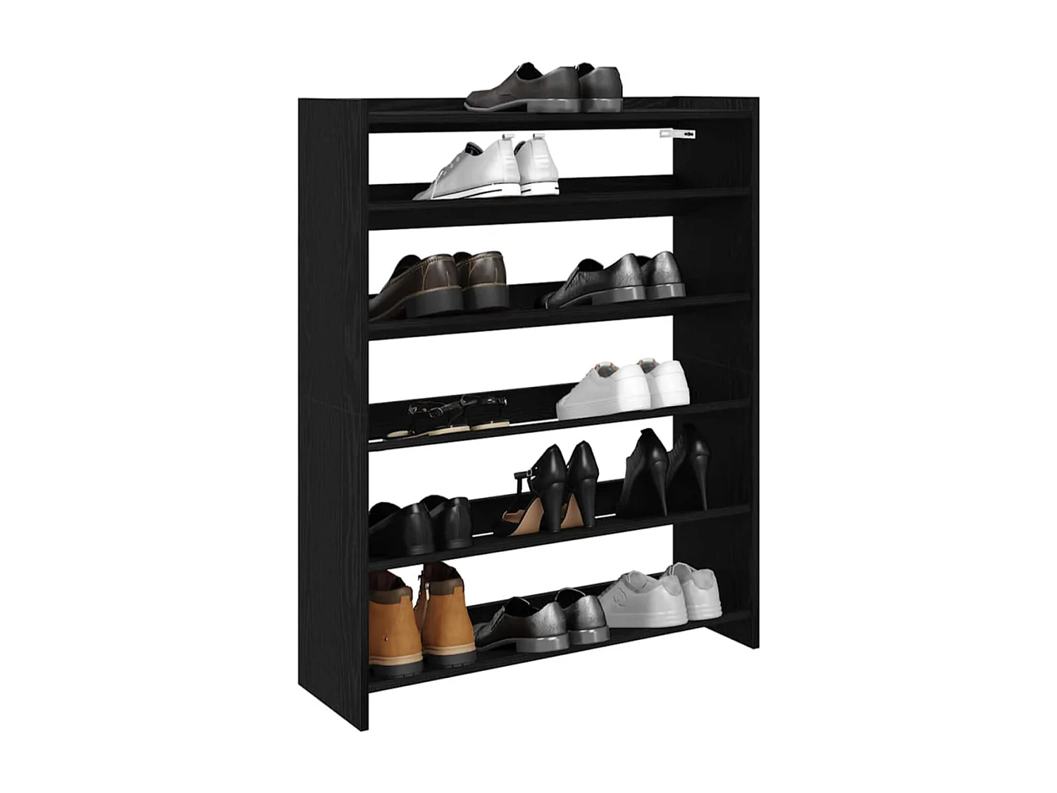 Étagère à chaussures en bois Manda L 80 x H 81cm - Rangement 5 niveaux-Couleur Noyer