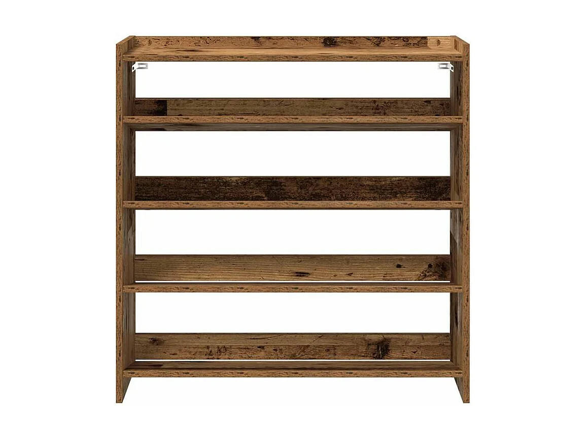 Étagère à chaussures en bois Manda L 80 x H 81cm - Rangement 5 niveaux-Couleur Noyer