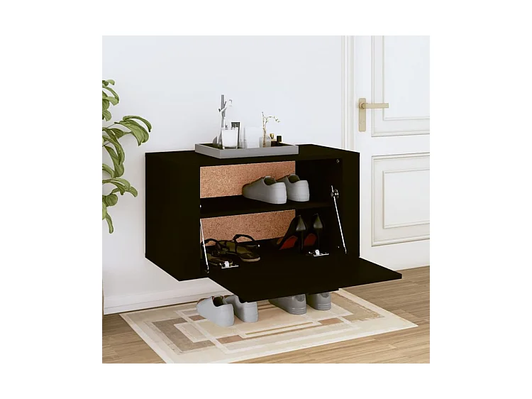 Armoire à chaussures murale Noir 70x35x38 Bois d'ingénierie