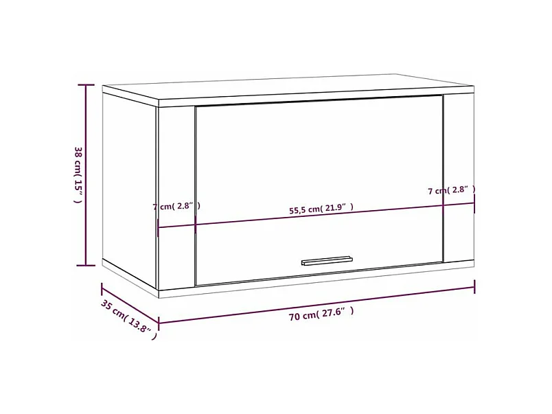 Armoire à chaussures murale Noir 70x35x38 Bois d'ingénierie