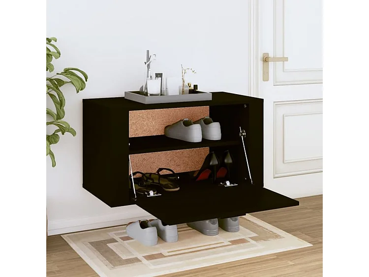 Armoire à chaussures murale Noir 70x35x38 Bois d'ingénierie