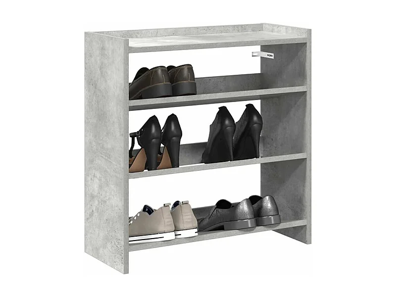 Étagère à chaussures en bois Manda L 60 x H 62cm - Rangement 3 niveaux-Couleur Gris béton