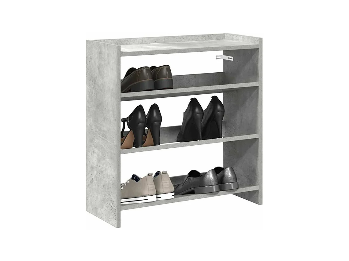 Étagère à chaussures en bois Manda L 60 x H 62cm - Rangement 3 niveaux-Couleur Gris béton