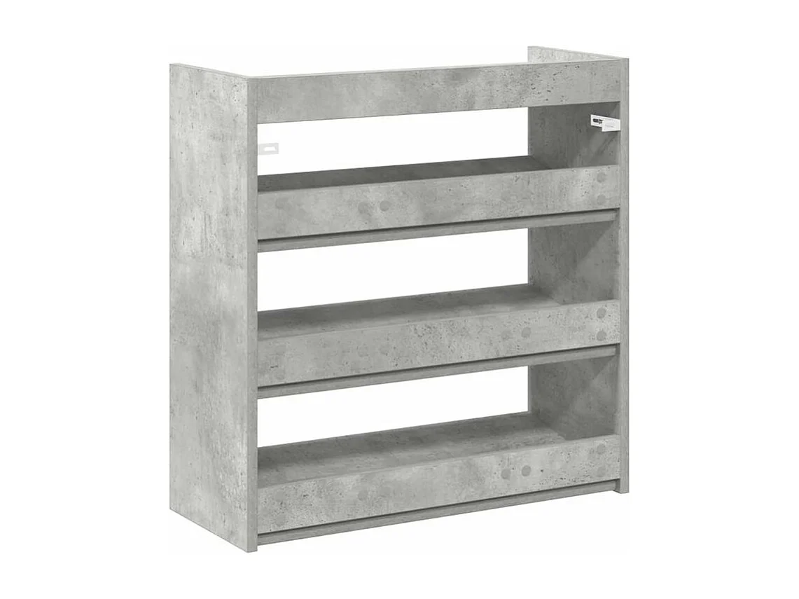 Étagère à chaussures en bois Manda L 60 x H 62cm - Rangement 3 niveaux-Couleur Gris béton