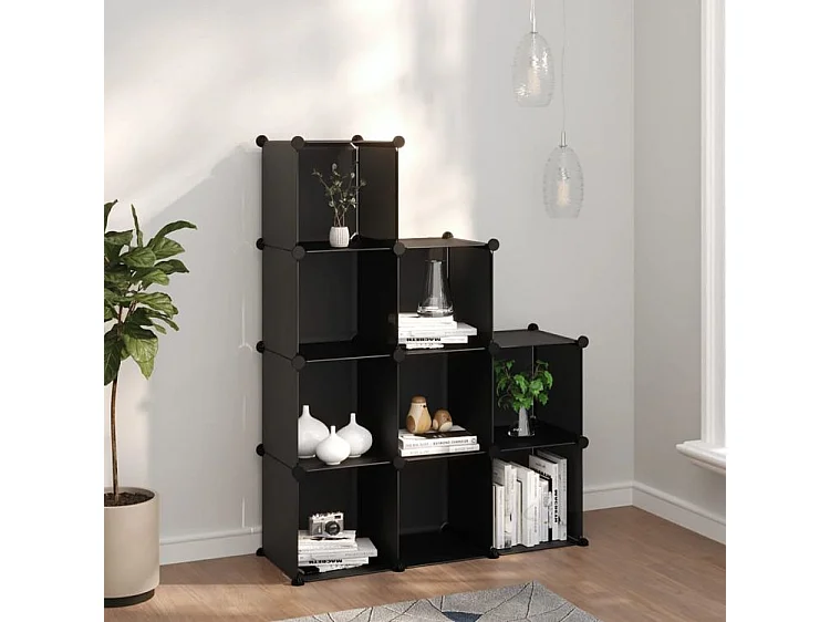 Cubes de rangement 9 pcs Noir PP