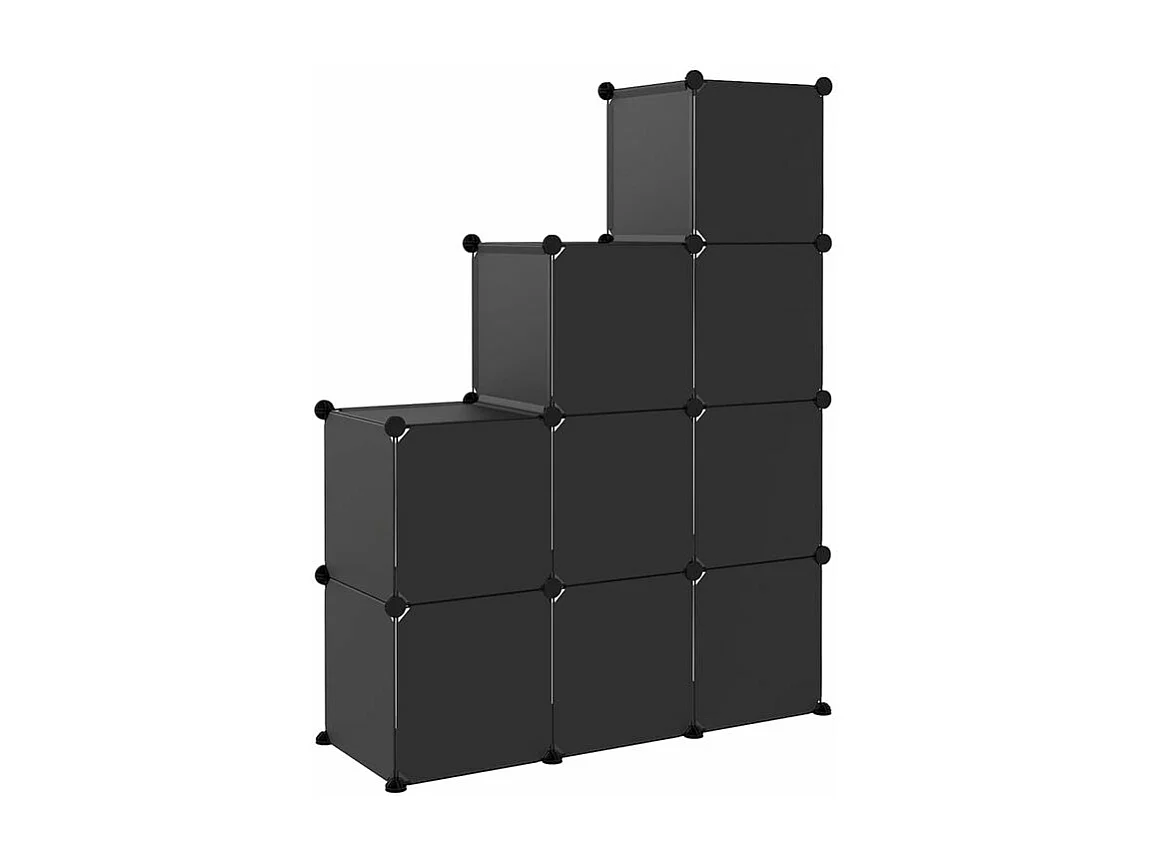 Cubes de rangement 9 pcs Noir PP