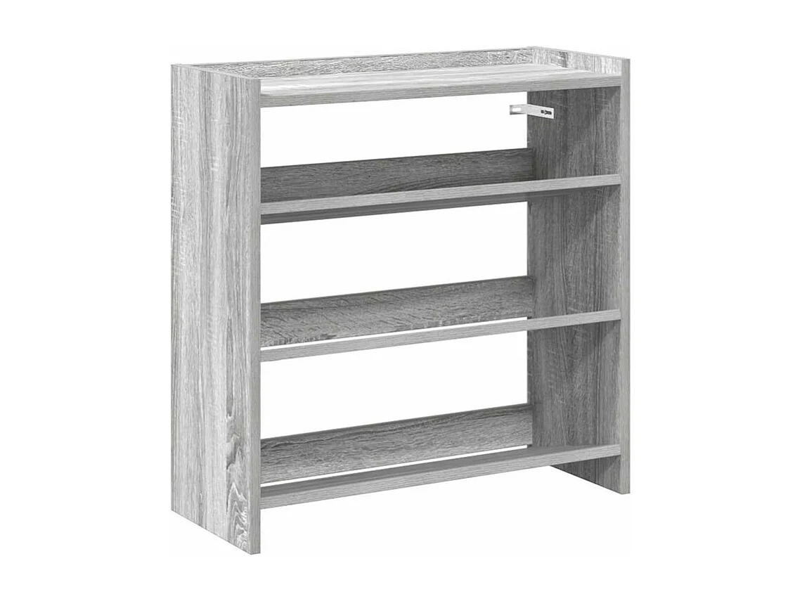 Étagère à chaussures en bois Manda L 60 x H 62cm - Rangement 3 niveaux-Couleur Chêne gris