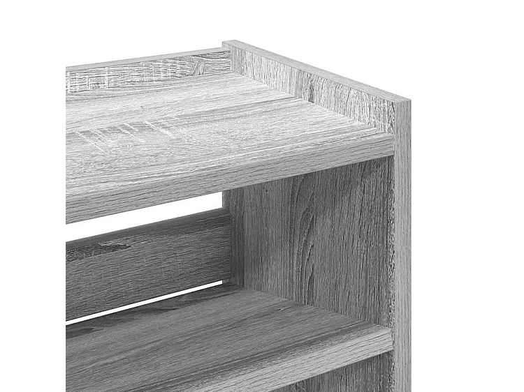 Étagère à chaussures en bois Manda L 60 x H 62cm - Rangement 3 niveaux-Couleur Chêne gris