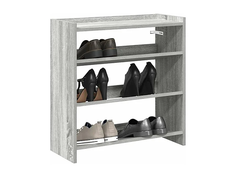 Étagère à chaussures en bois Manda L 60 x H 62cm - Rangement 3 niveaux-Couleur Chêne gris