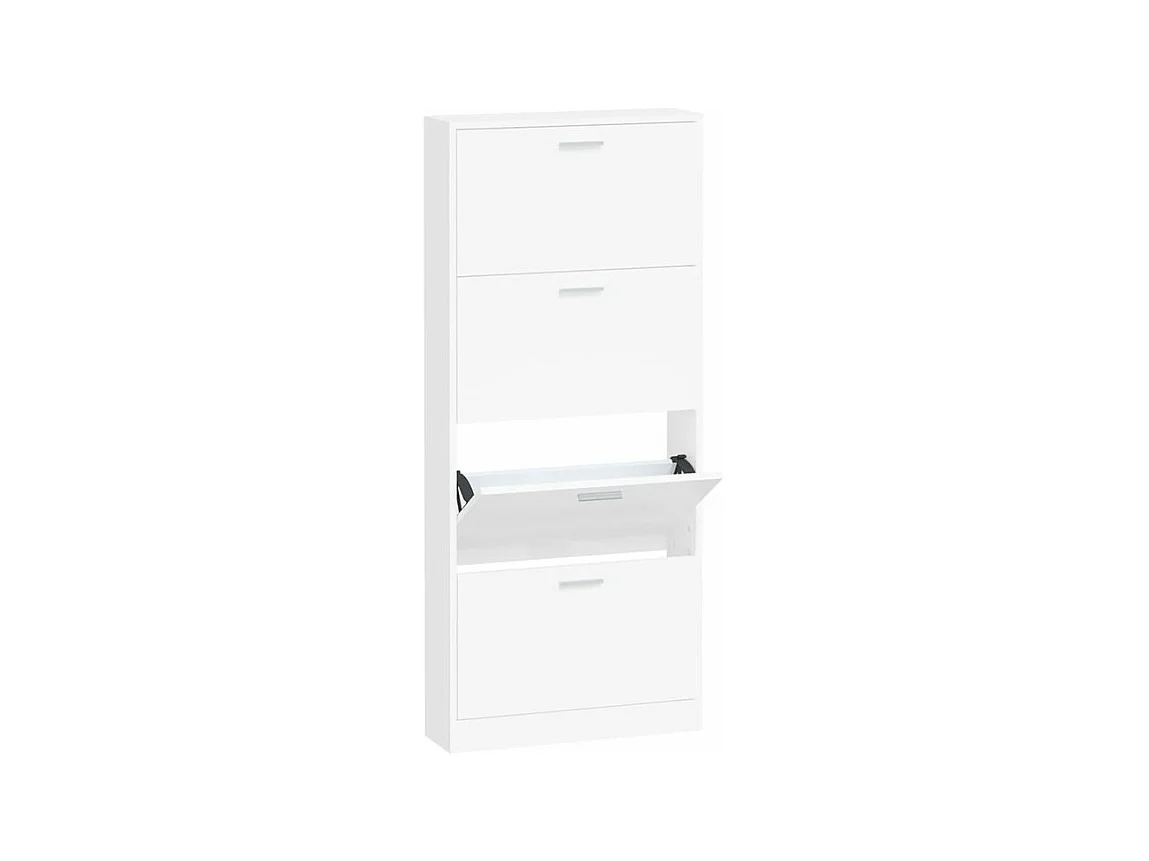 Armoire à chaussures en bois Puerto L59xH150xP17 – 4 portes rabattables-Couleur Blanc