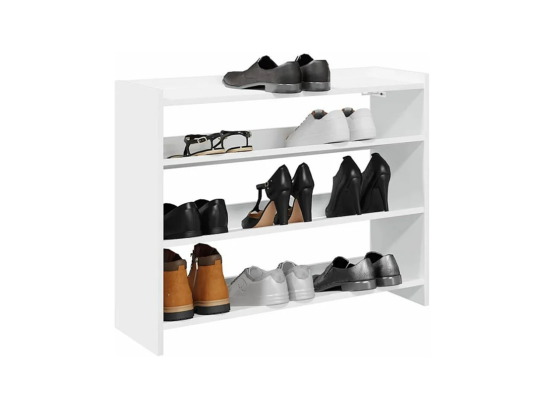 Étagère à chaussures en bois Manda L 80 x H 62cm - Rangement 3 niveaux-Couleur Blanc