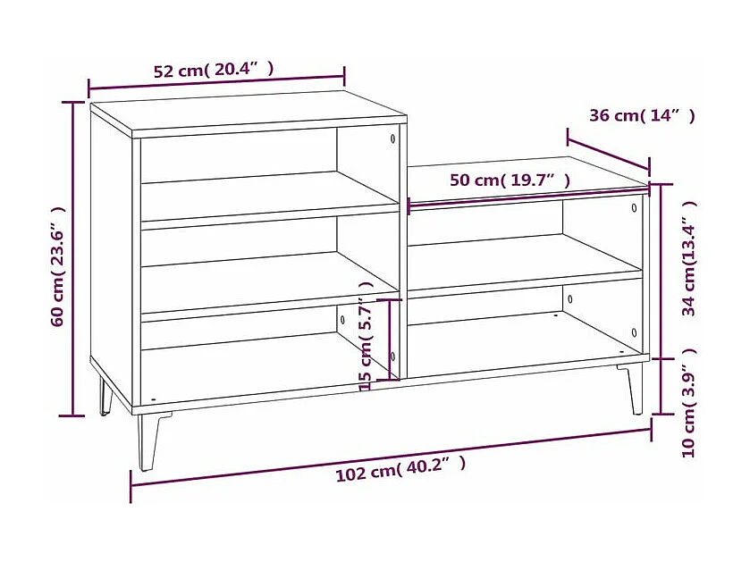 Armoire à chaussures Chêne sonoma 102x36x60 Bois d'ingénierie