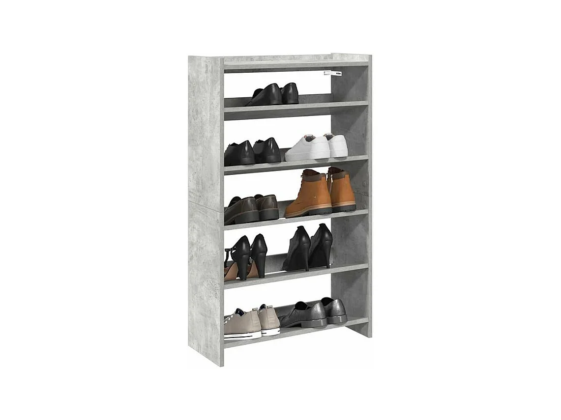Étagère à chaussures en bois Manda L 60 x H 100cm - Rangement 5 niveaux-Couleur Gris béton