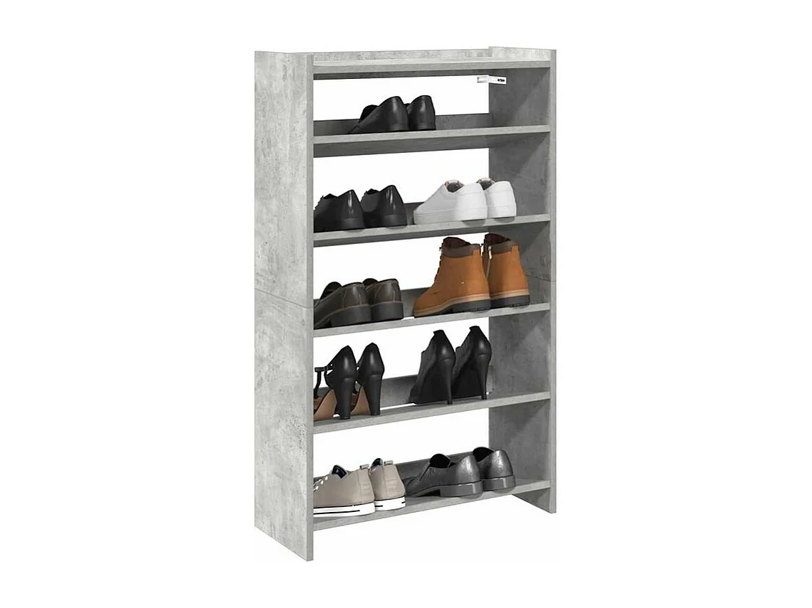 Étagère à chaussures en bois Manda L 60 x H 100cm - Rangement 5 niveaux-Couleur Gris béton