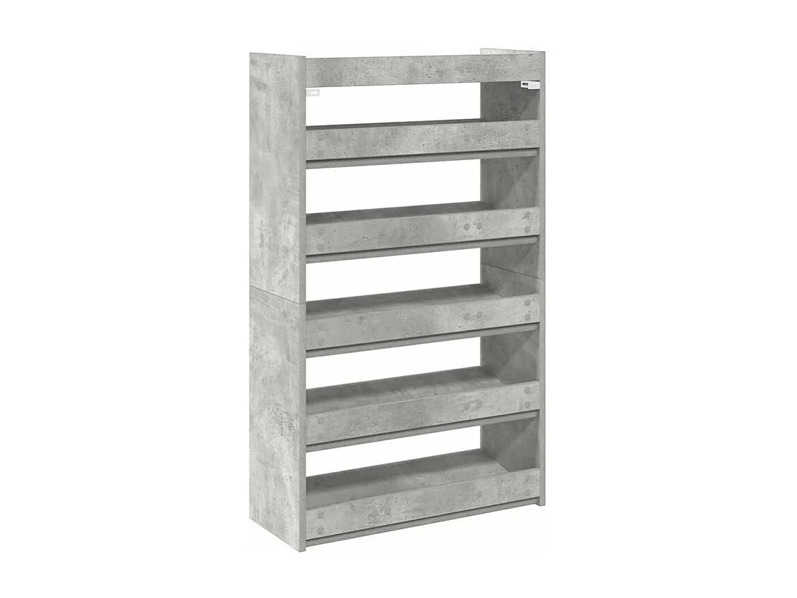 Étagère à chaussures en bois Manda L 60 x H 100cm - Rangement 5 niveaux-Couleur Gris béton