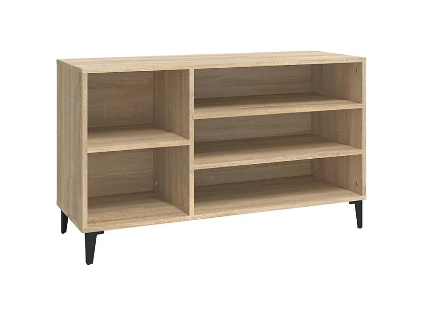 Meuble à chaussures Briko – Style et rangement optimal-Couleur Naturel-Modèle de pieds Noir fin