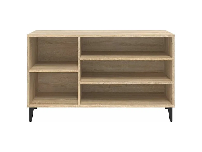 Meuble à chaussures Briko – Style et rangement optimal-Couleur Naturel-Modèle de pieds Noir fin