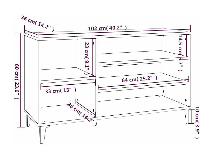 Meuble à chaussures Briko – Style et rangement optimal-Couleur Naturel-Modèle de pieds Noir fin