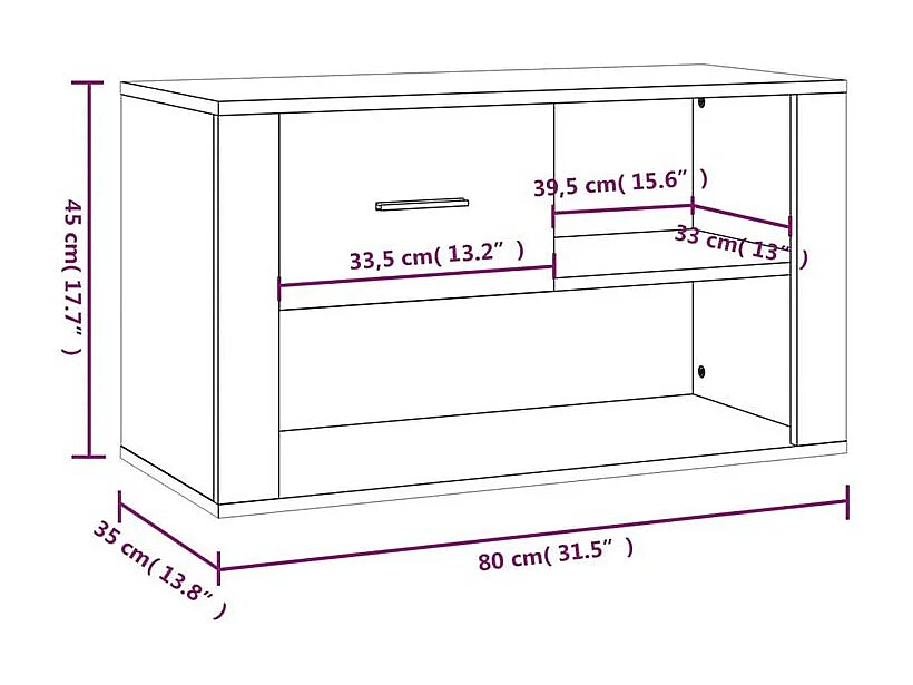 Armoire à chaussures Chêne marron 80x35x45 Bois d'ingénierie