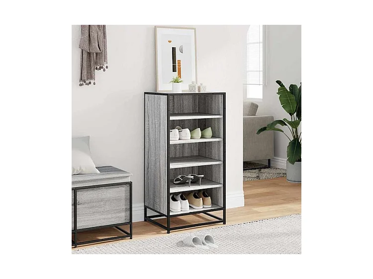 Étagère à chaussures sonoma gris 48x38x97,5 bois d'ingénierie