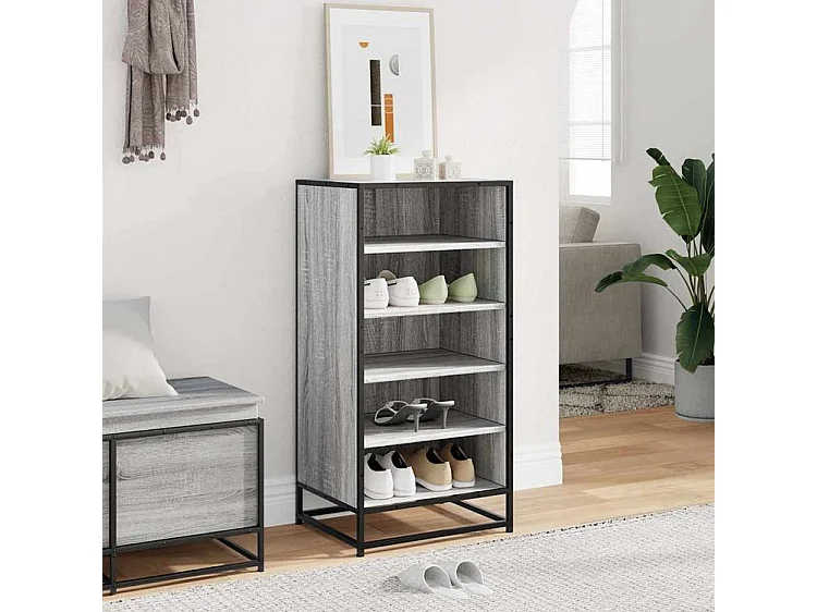 Étagère à chaussures sonoma gris 48x38x97,5 bois d'ingénierie