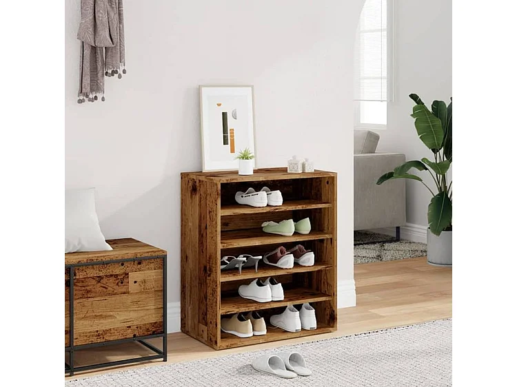 Armoire à chaussures vieux bois 60x35x70 bois d'ingénierie