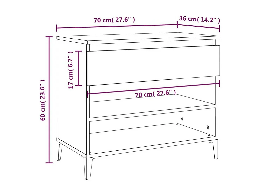 Armoire à chaussures Blanc 70x36x60 Bois d'ingénierie