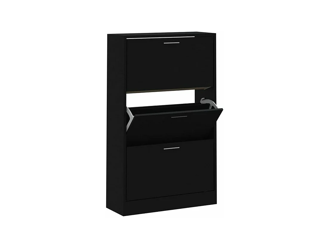 Armoire à chaussures en bois Puerto L63xH103xP24 – 3 portes rabattables-Couleur Noir