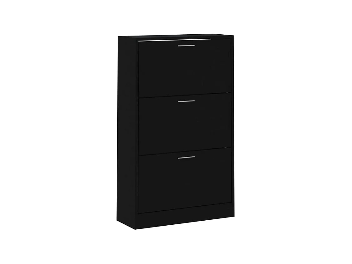 Armoire à chaussures en bois Puerto L63xH103xP24 – 3 portes rabattables-Couleur Noir