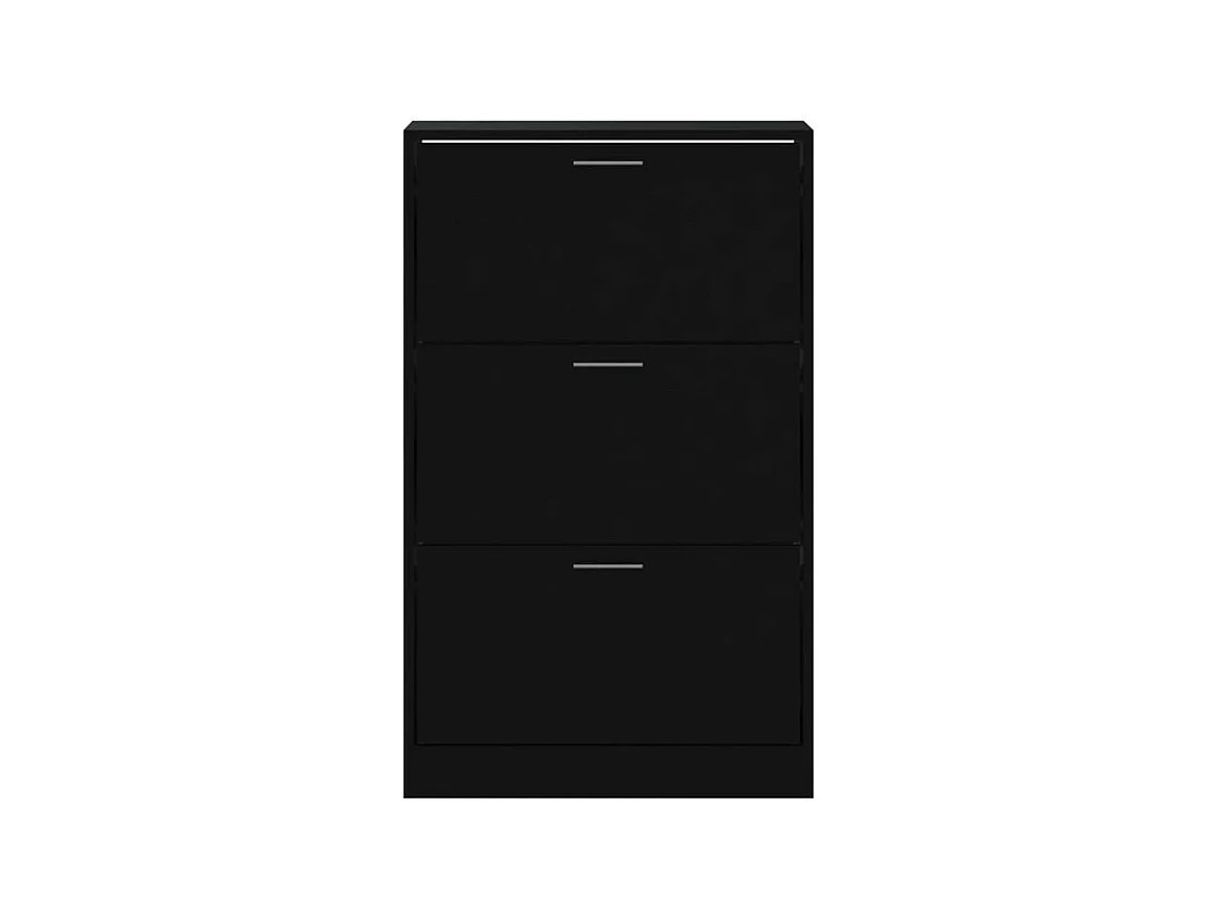 Armoire à chaussures en bois Puerto L63xH103xP24 – 3 portes rabattables-Couleur Noir