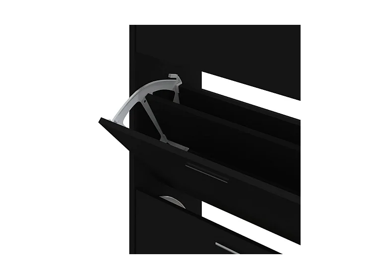 Armoire à chaussures en bois Puerto L63xH103xP24 – 3 portes rabattables-Couleur Noir