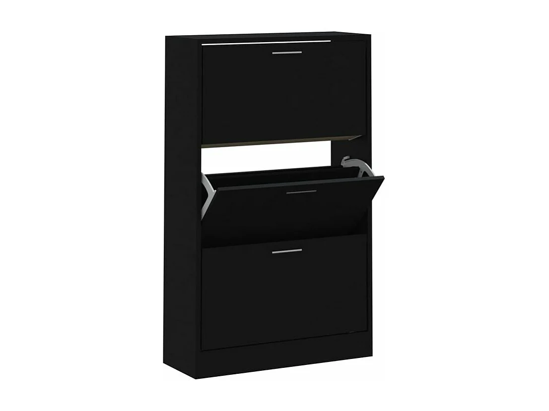 Armoire à chaussures en bois Puerto L63xH103xP24 – 3 portes rabattables-Couleur Noir