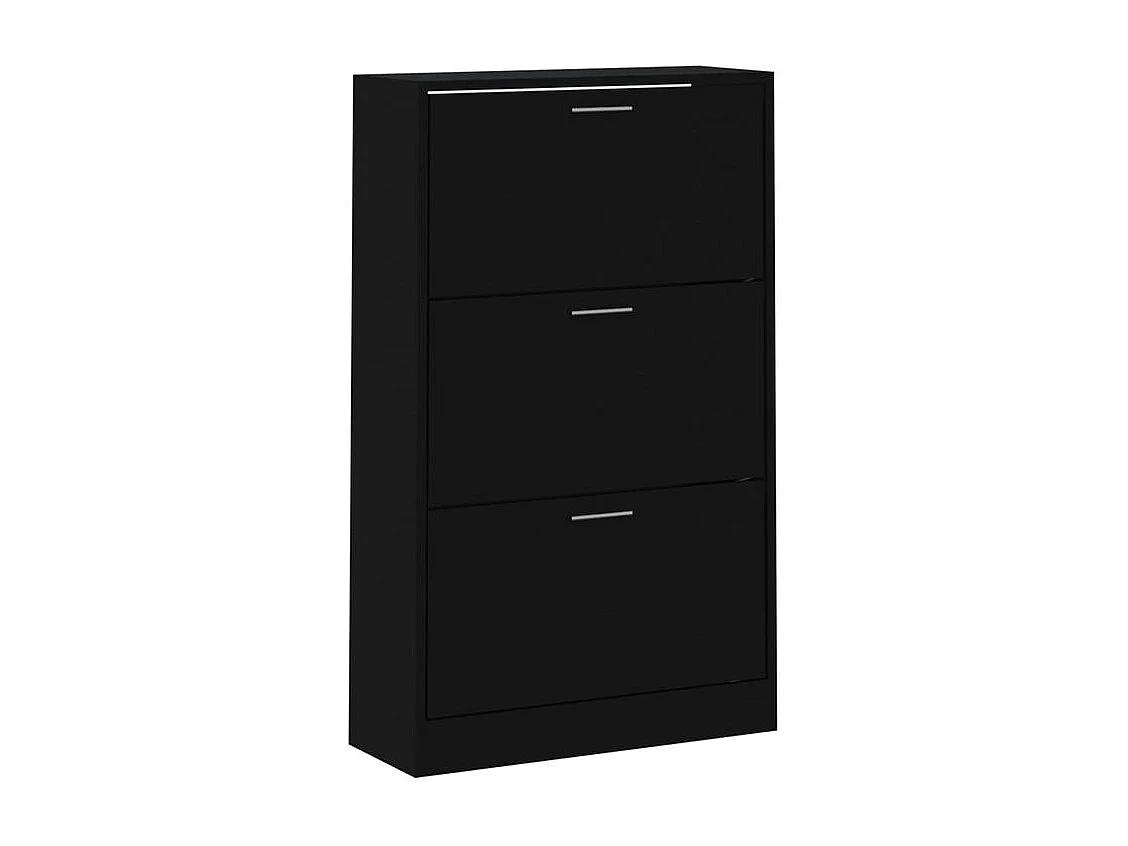 Armoire à chaussures en bois Puerto L63xH103xP24 – 3 portes rabattables-Couleur Noir