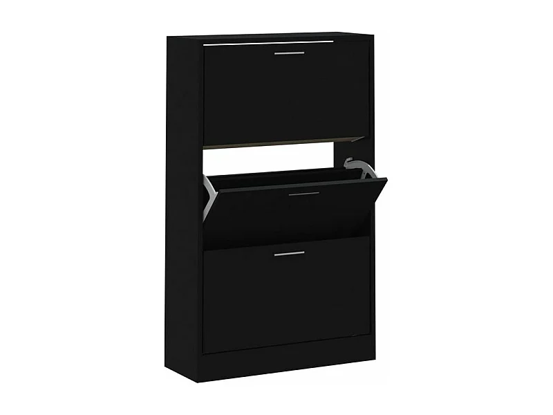 Armoire à chaussures en bois Puerto L63xH103xP24 – 3 portes rabattables-Couleur Noir