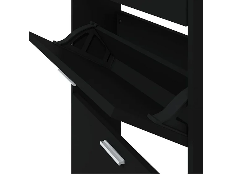 Armoire à chaussures en bois Puerto L59xH169xP17 – 5 portes rabattables-Couleur Noir