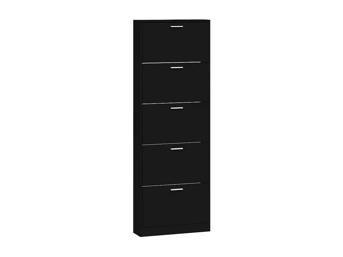 Armoire à chaussures en bois Puerto L59xH169xP17 – 5 portes rabattables-Couleur Noir