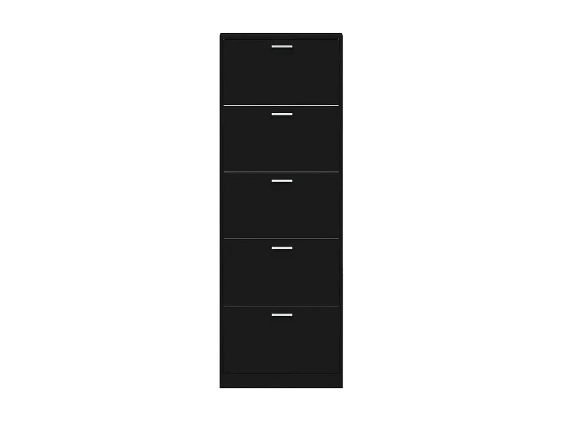 Armoire à chaussures en bois Puerto L59xH169xP17 – 5 portes rabattables-Couleur Noir
