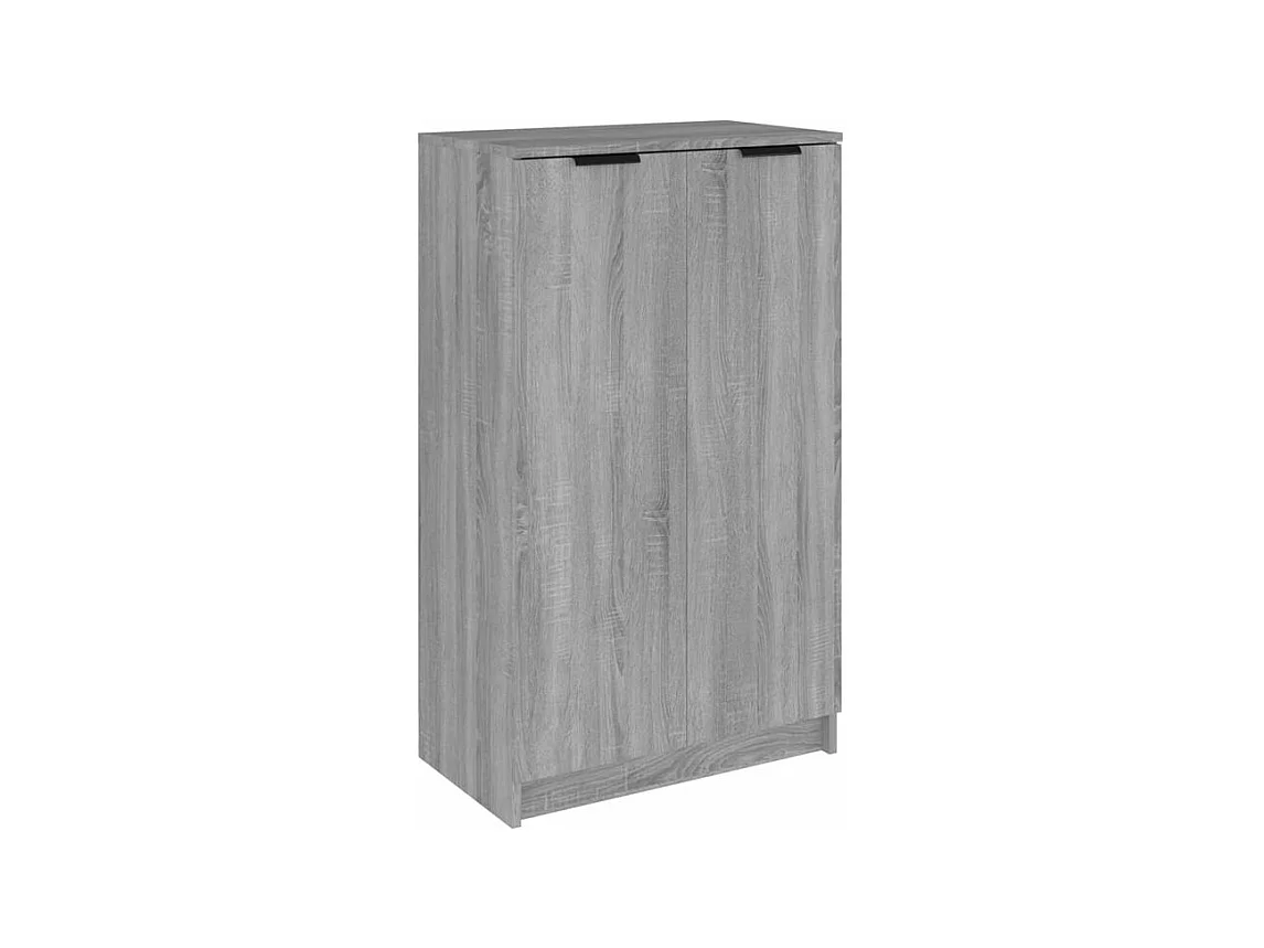 Armoire à chaussures multifonction avec petite penderie L59xP35xH100 - Simplicité et Solidité-Couleur Chêne gris